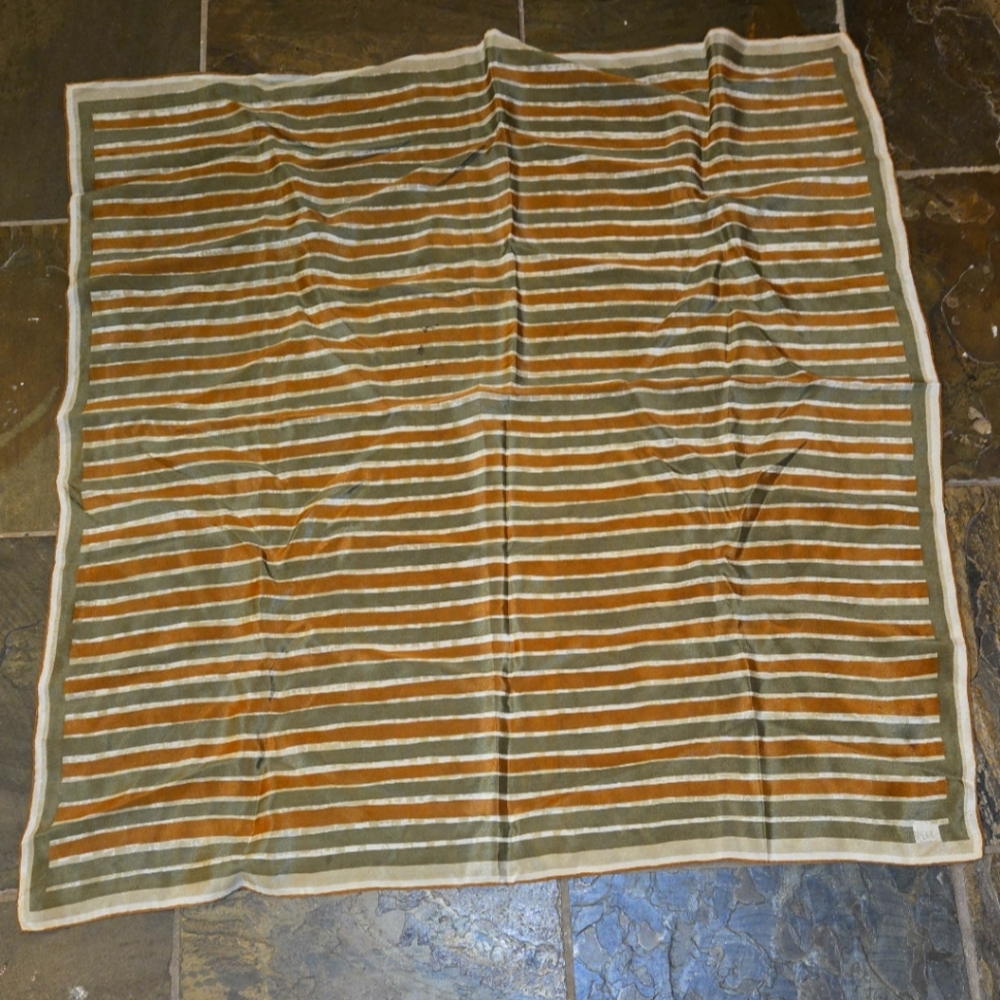 Vera Neumann Vintage Striped Green and Orange Scarf